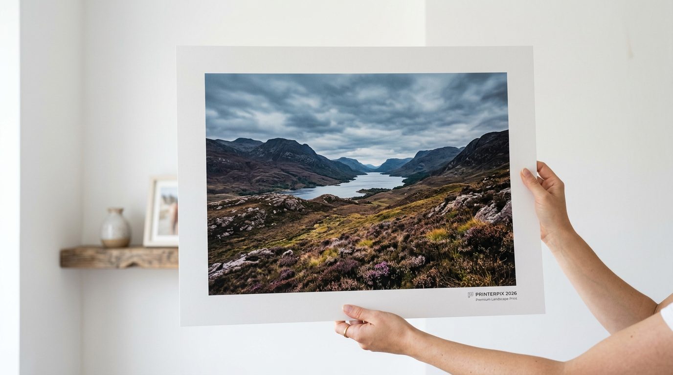Photobox vs Printerpix 2026 Comparison - Scottish landscape printed with high-definition polymer inkjet showing tonal accuracy