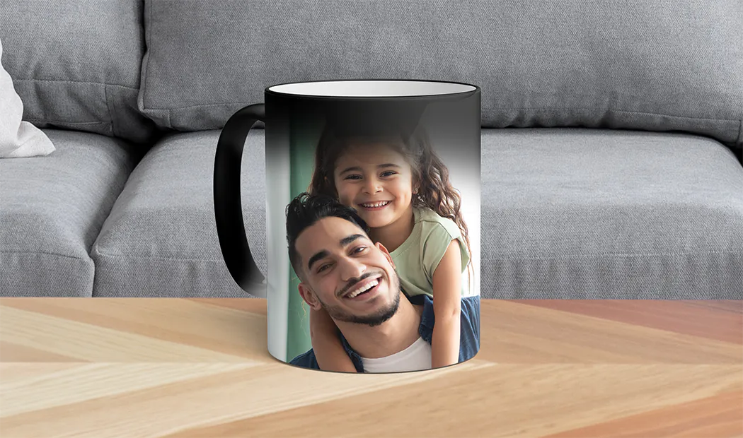 Dad vocab magic mug in use