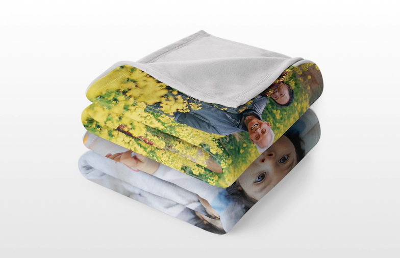 Photo blanket image with size comparison
