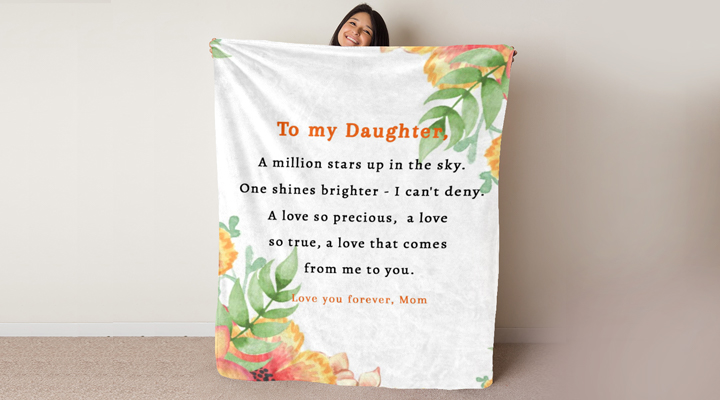 Blanket personalised with message