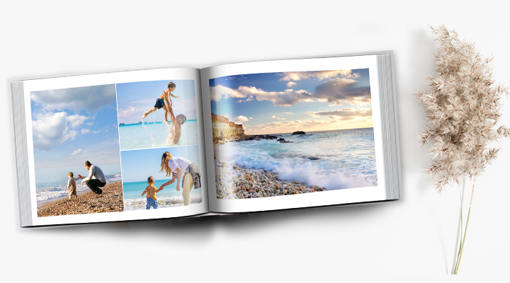A photobook with some beach pictures in it