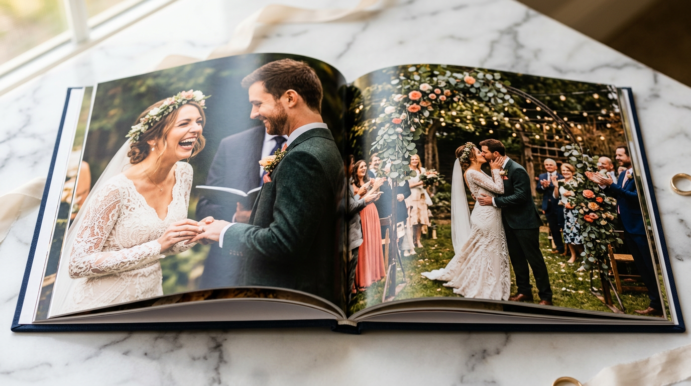 Professional Print Lab Premium photo book with high-definition polymer inkjet print quality