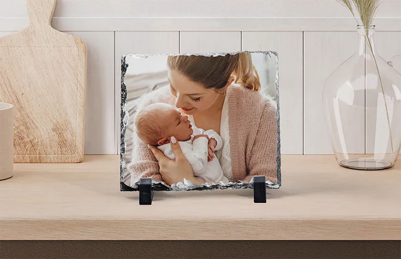 Stone slate with family photo
