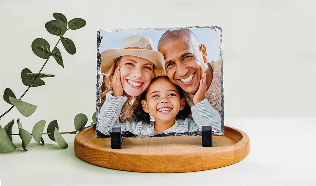 Stone slate with family photo