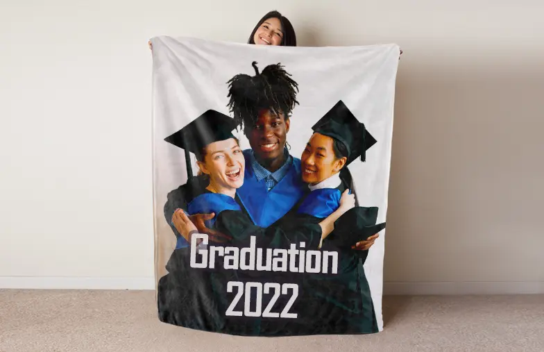 Printerpix photo blanket with photos of graduation