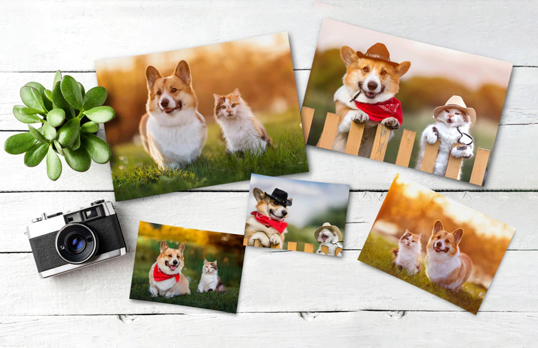 Stack of custom photo prints from the Printerpix online photo printing service
