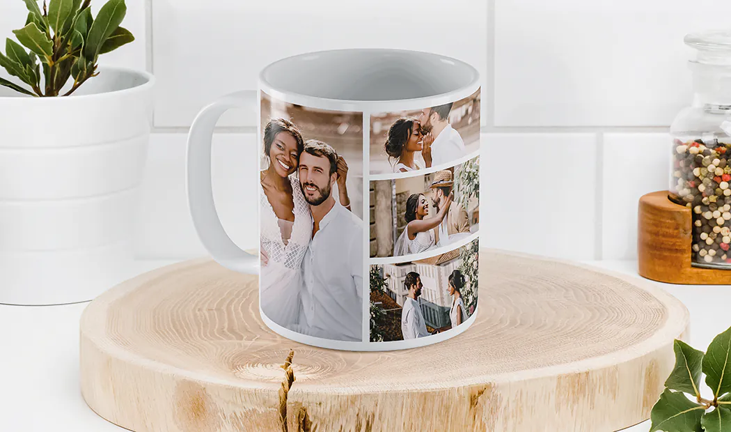 Personalised photo mug with your own photo of a dog on