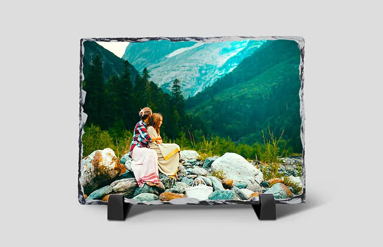 Stone slate with family photo