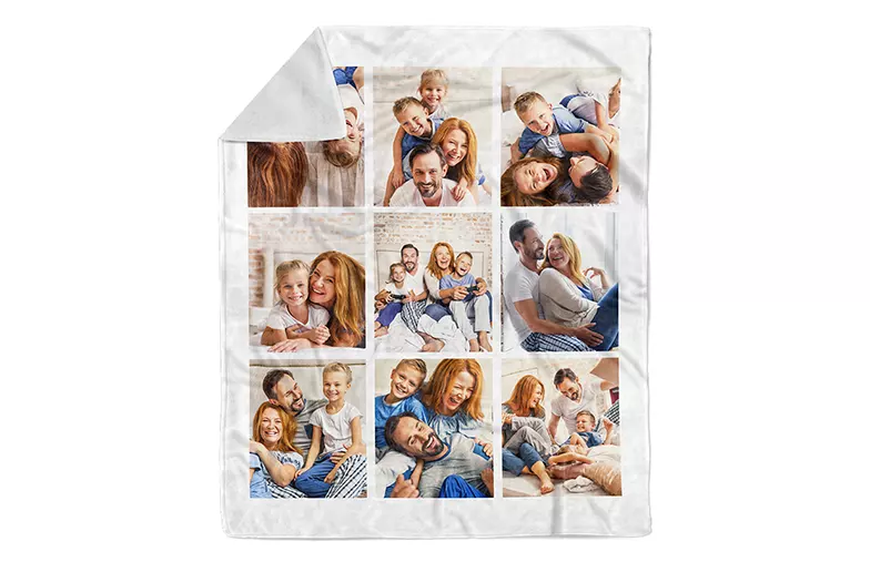Printerpix photo blanket with photos of family