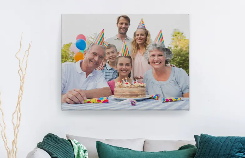 Photo collage of family pictures on canvas print