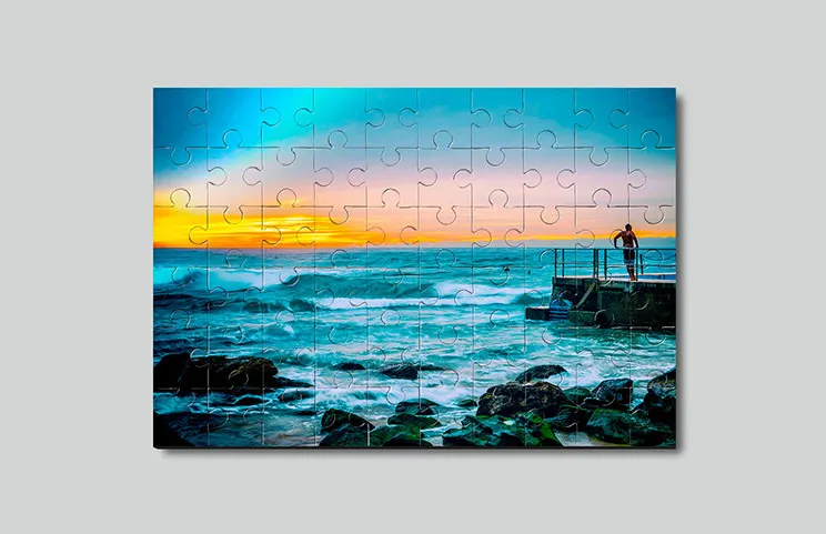 Wooden puzzle of sunset