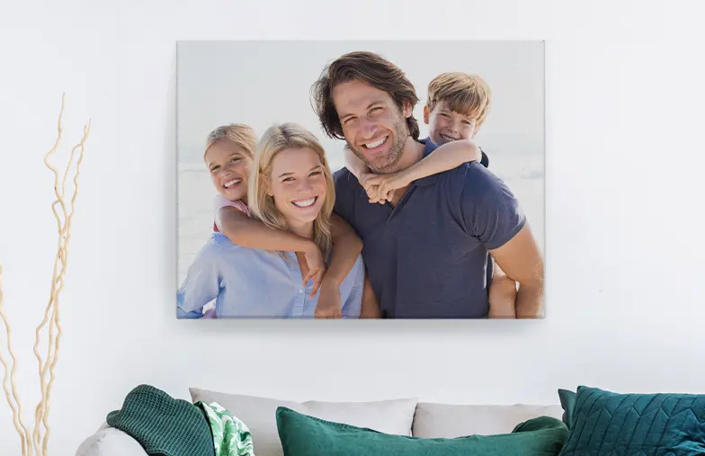 Photo collage of family pictures on canvas print