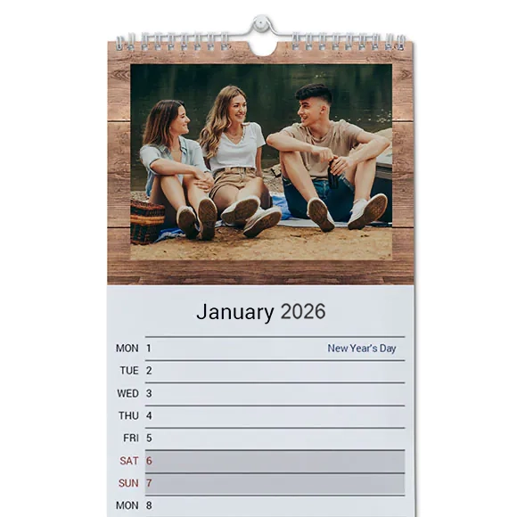 Six Photos Wood (Mid) Kitchen Calendar