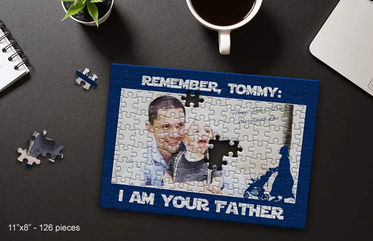 I am your father cardboard puzzle on table