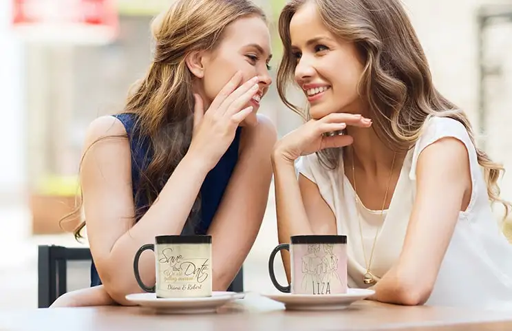 Get-together with wedding mugs