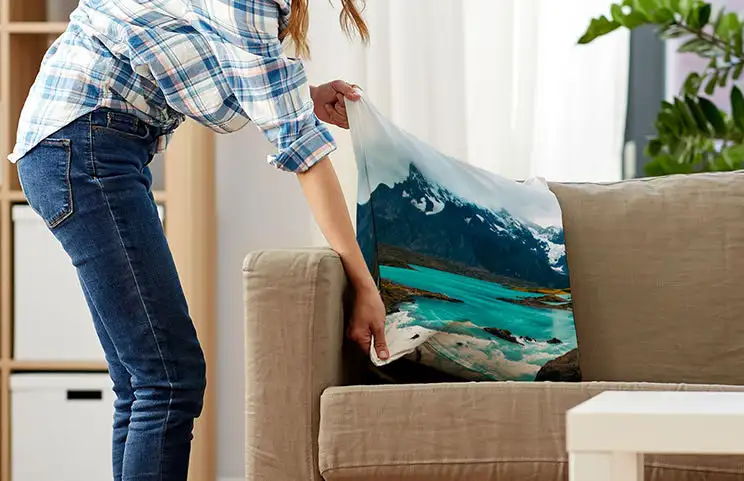 throw pillow on sofa