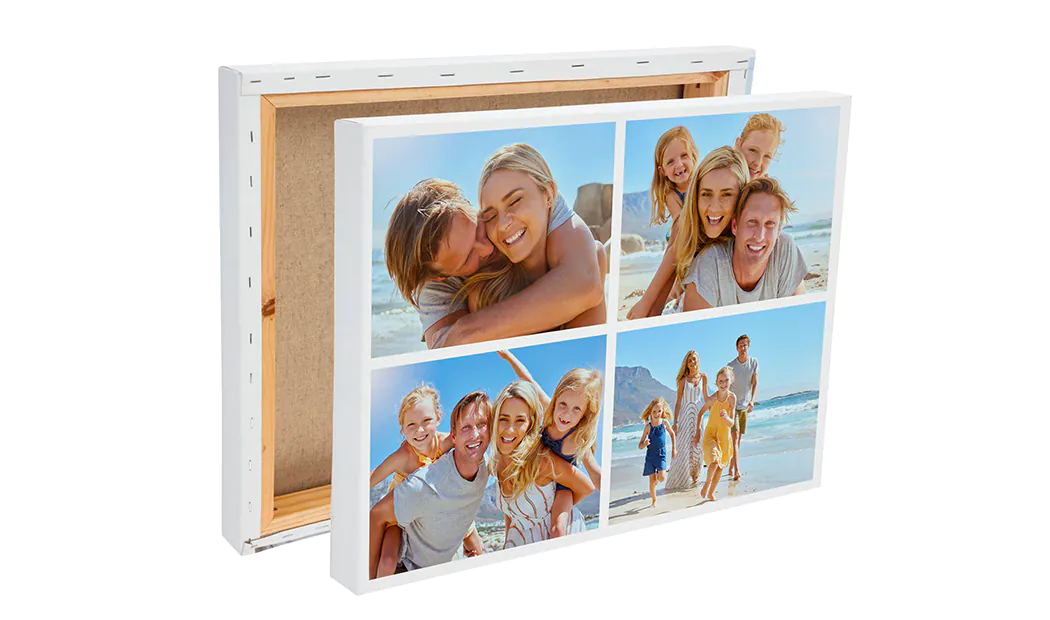 Large canvas print with custom picture collage of family photos